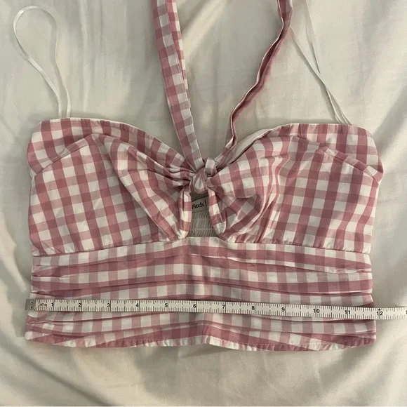 NWT Abercrombie & Fitch Pink Checkered Halter Crop Top (Size XS) - Picture 7 of 8